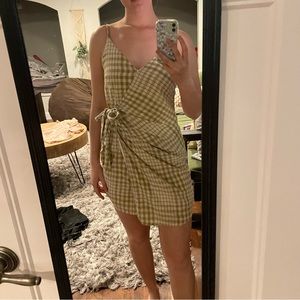 Free people-gingham wrap dress